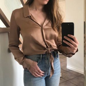 Aritzia Wilfred Tie Front Blouse